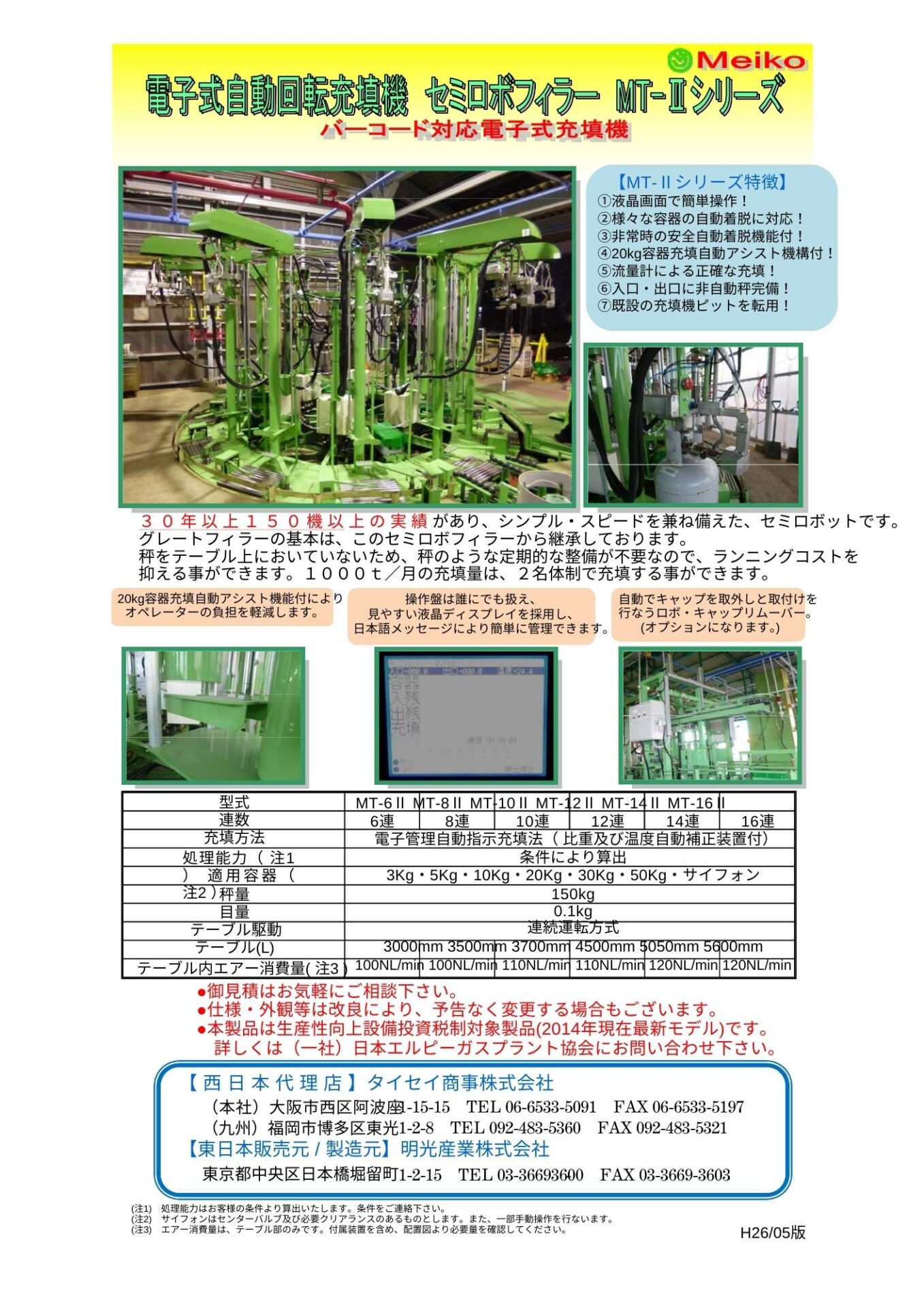 電子式自動回転充填機　セミロボフィラー　MT-Ⅱシリーズ