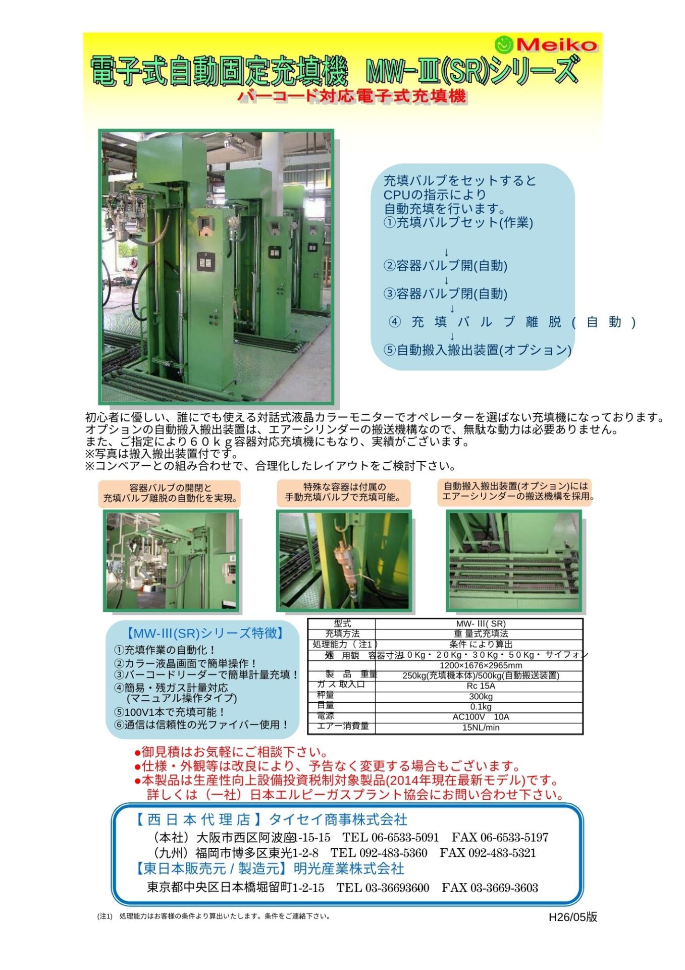 電子式自動固定充填機　MW-Ⅲ(SR)シリーズ